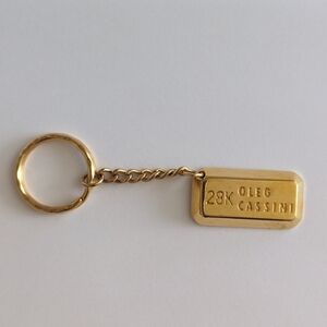 1980s Oleg Cassini 28K Gold Bar Keychain (Not Real Gold) Vintage